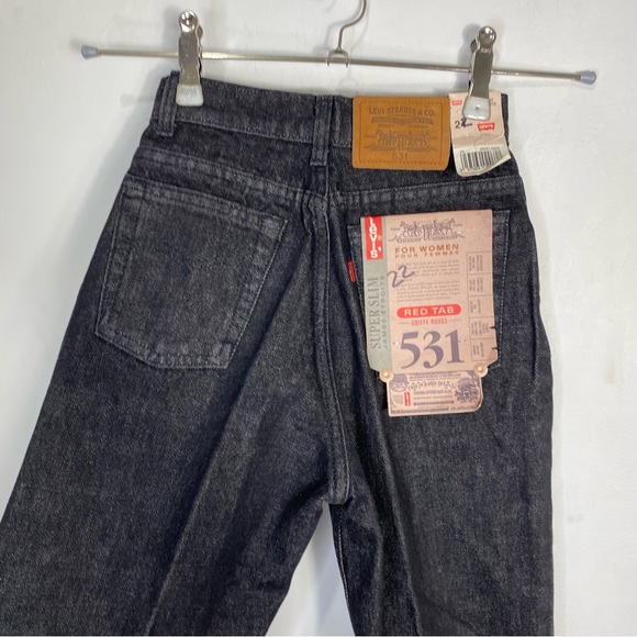 NWT Vintage 90s Levis Deadstock Super Slim 531 High Rise Stonewash Black 23 - Picture 11 of 16